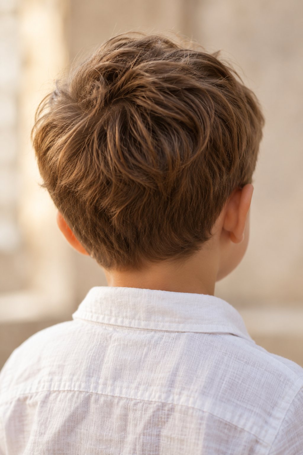 Coupe courte texturée d’un enfant, vue de dos