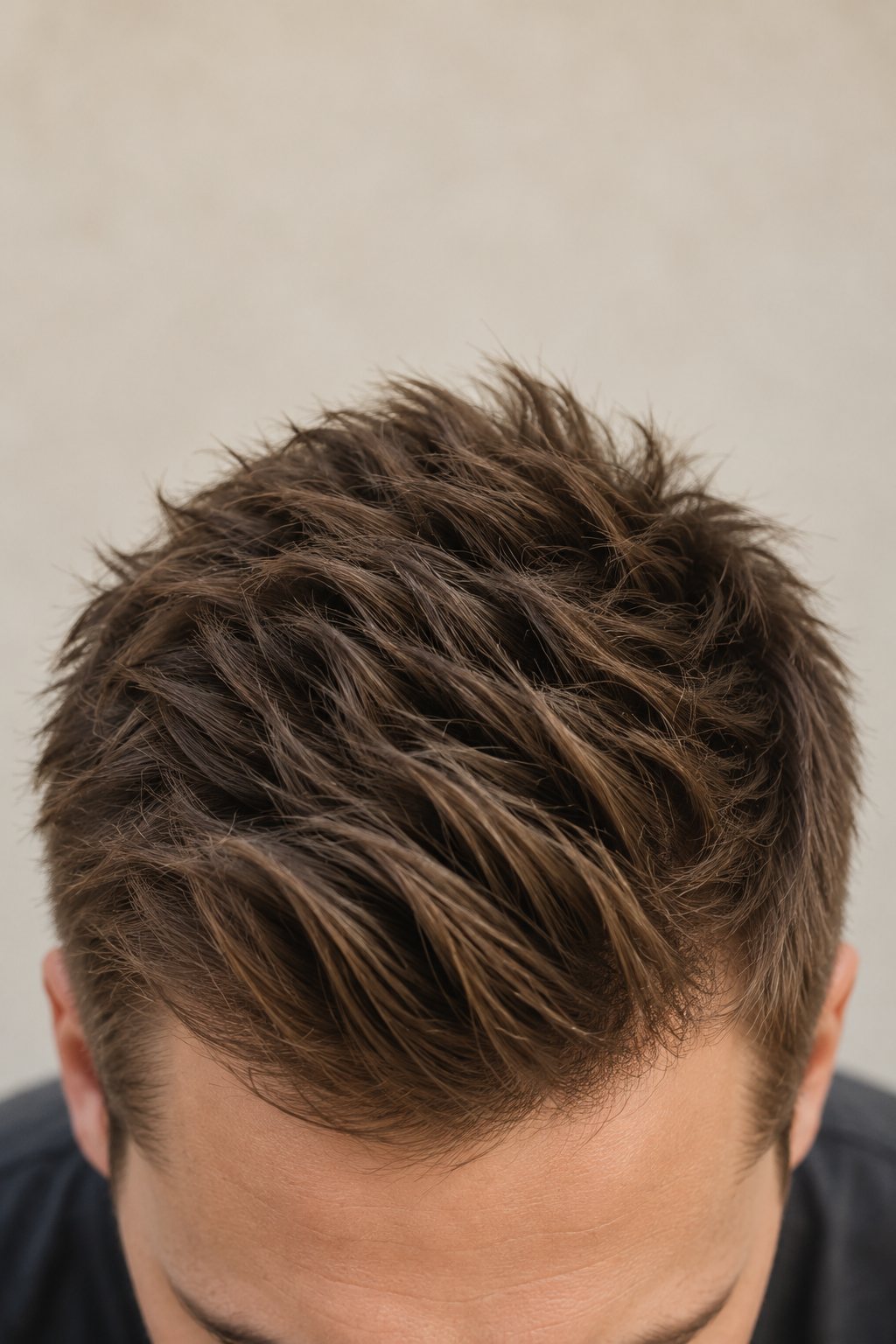 Cheveux courts texturés aux reflets châtains
